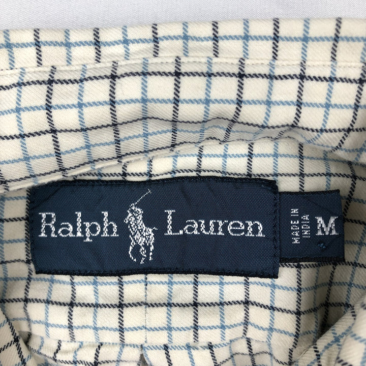 Ralph Lauren BLAKE long sleeve button down check shirt, men's size M cotton white type Vintage Second Hand