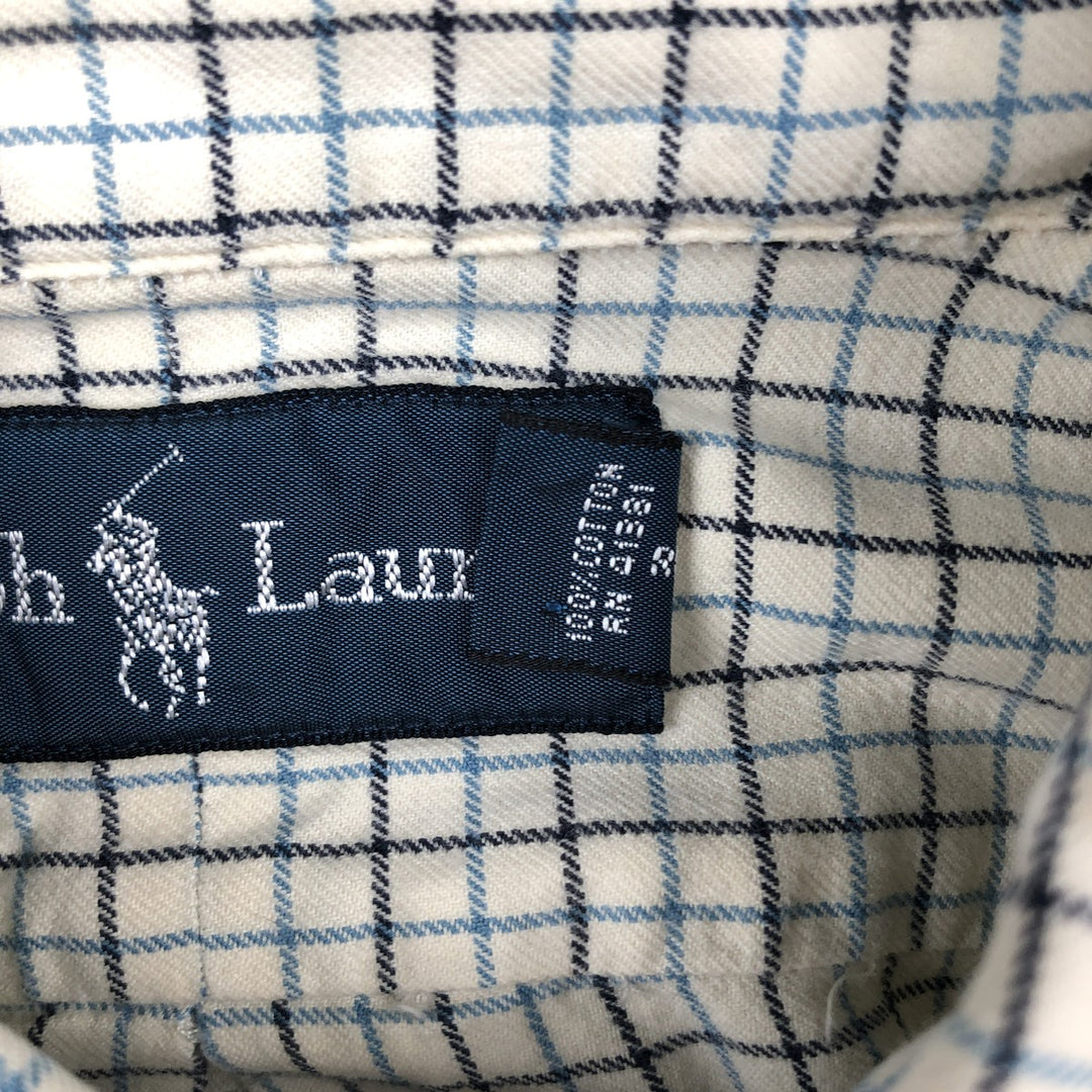 Ralph Lauren BLAKE long sleeve button down check shirt, men's size M cotton white type Vintage Second Hand