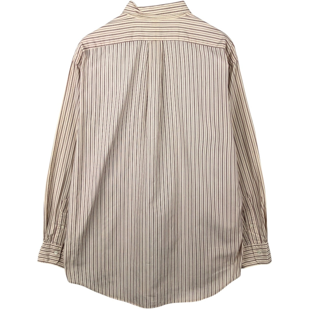 Ralph Lauren CUSTOM FIT long sleeve cotton striped shirt, men's size L cotton Beige type Vintage Second Hand