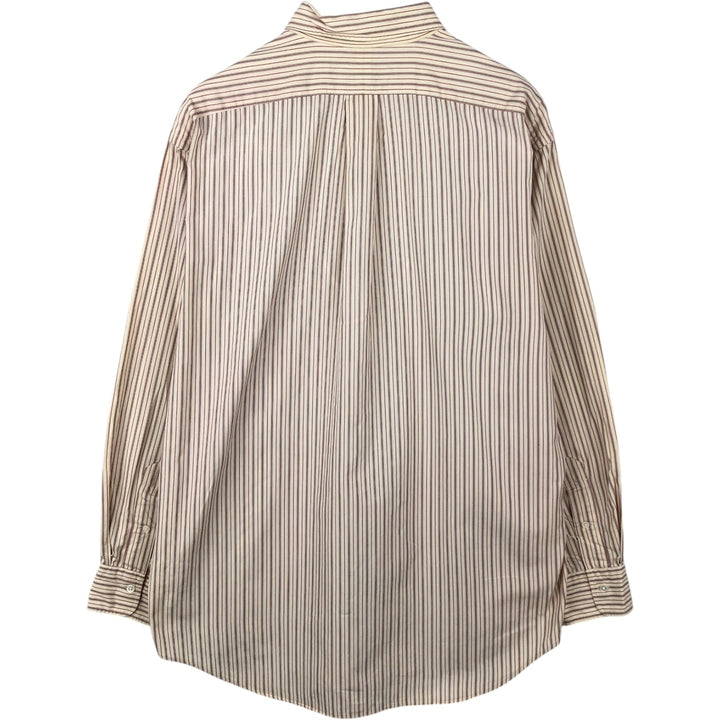 Ralph Lauren CUSTOM FIT long sleeve cotton striped shirt, men's size L cotton Beige type Vintage Second Hand