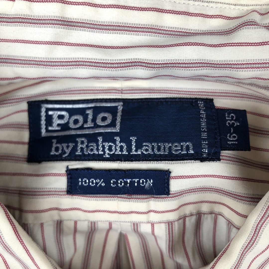 Ralph Lauren CUSTOM FIT long sleeve cotton striped shirt, men's size L cotton Beige type Vintage Second Hand