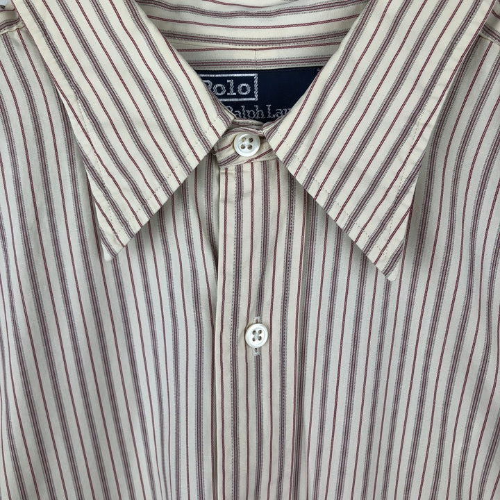 Ralph Lauren CUSTOM FIT long sleeve cotton striped shirt, men's size L cotton Beige type Vintage Second Hand