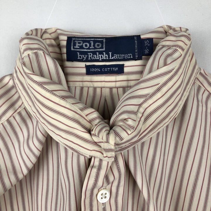 Ralph Lauren CUSTOM FIT long sleeve cotton striped shirt, men's size L cotton Beige type Vintage Second Hand