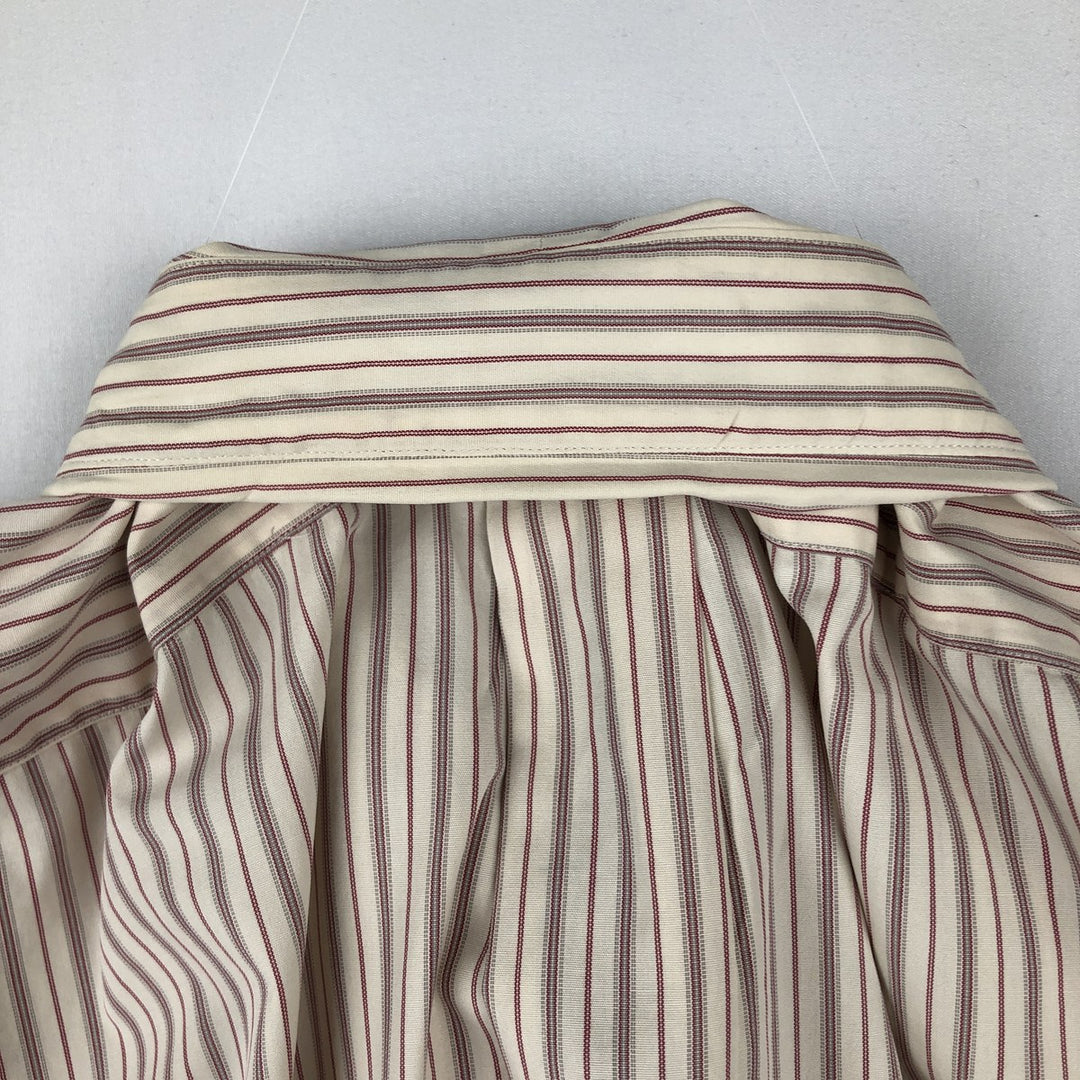 Ralph Lauren CUSTOM FIT long sleeve cotton striped shirt, men's size L cotton Beige type Vintage Second Hand