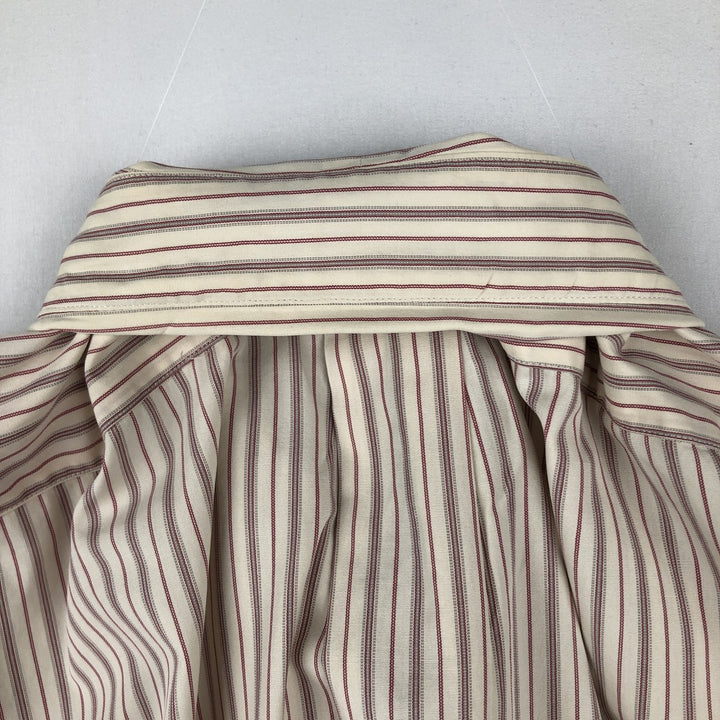 Ralph Lauren CUSTOM FIT long sleeve cotton striped shirt, men's size L cotton Beige type Vintage Second Hand