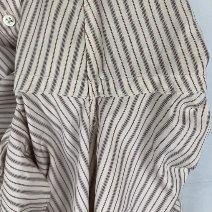 Ralph Lauren CUSTOM FIT long sleeve cotton striped shirt, men's size L cotton Beige type Vintage Second Hand