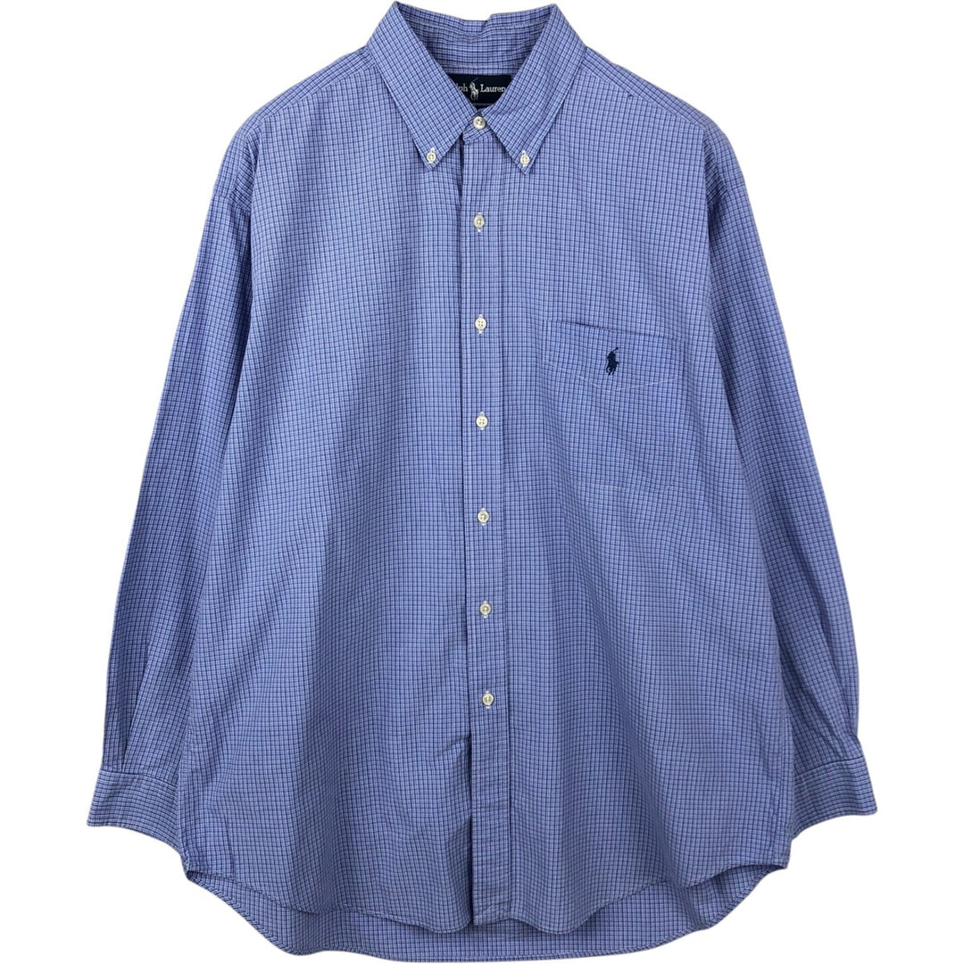 Ralph Lauren YARMOUTH Long Sleeve Button Down Check Shirt Men's XL cotton blue type Vintage Second Hand