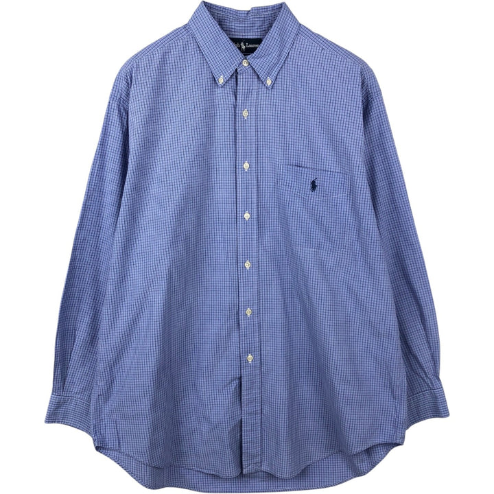 Ralph Lauren YARMOUTH Long Sleeve Button Down Check Shirt Men's XL cotton blue type Vintage Second Hand