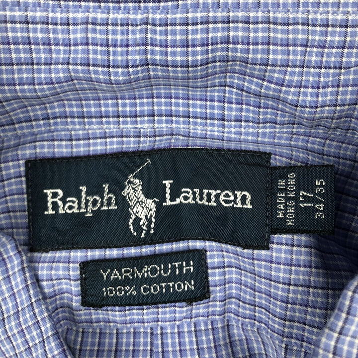 Ralph Lauren YARMOUTH Long Sleeve Button Down Check Shirt Men's XL cotton blue type Vintage Second Hand