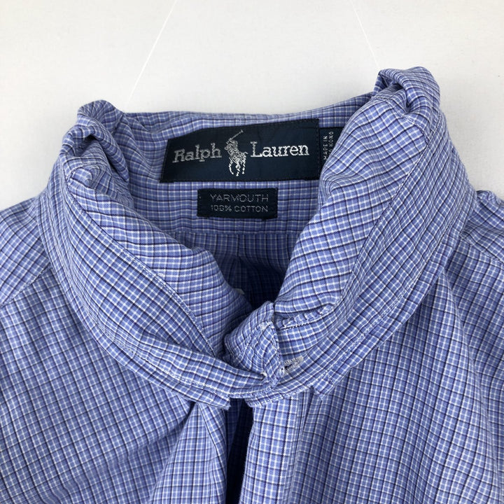 Ralph Lauren YARMOUTH Long Sleeve Button Down Check Shirt Men's XL cotton blue type Vintage Second Hand