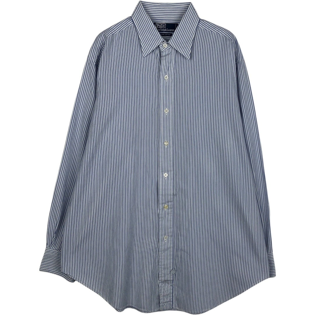 Ralph Lauren POLO by Ralph Lauren Long Sleeve Cotton Striped Shirt Men's Size L cotton blue type Vintage Second Hand