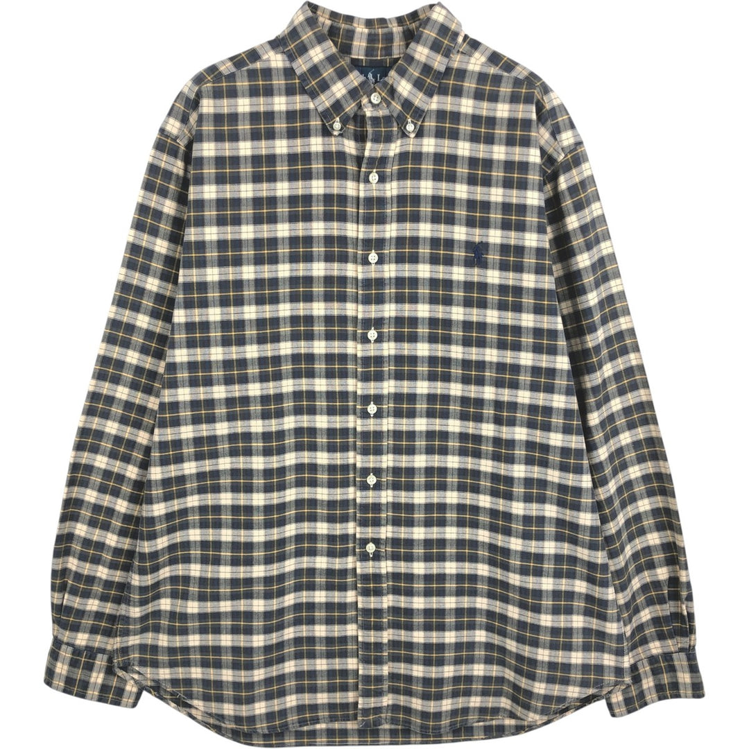 Ralph Lauren Classic Fit Long Sleeve Button Down Check Shirt Men's XL cotton Beige type Vintage Second Hand