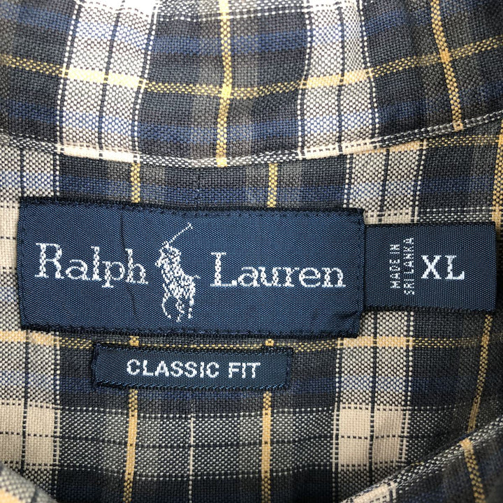 Ralph Lauren Classic Fit Long Sleeve Button Down Check Shirt Men's XL cotton Beige type Vintage Second Hand