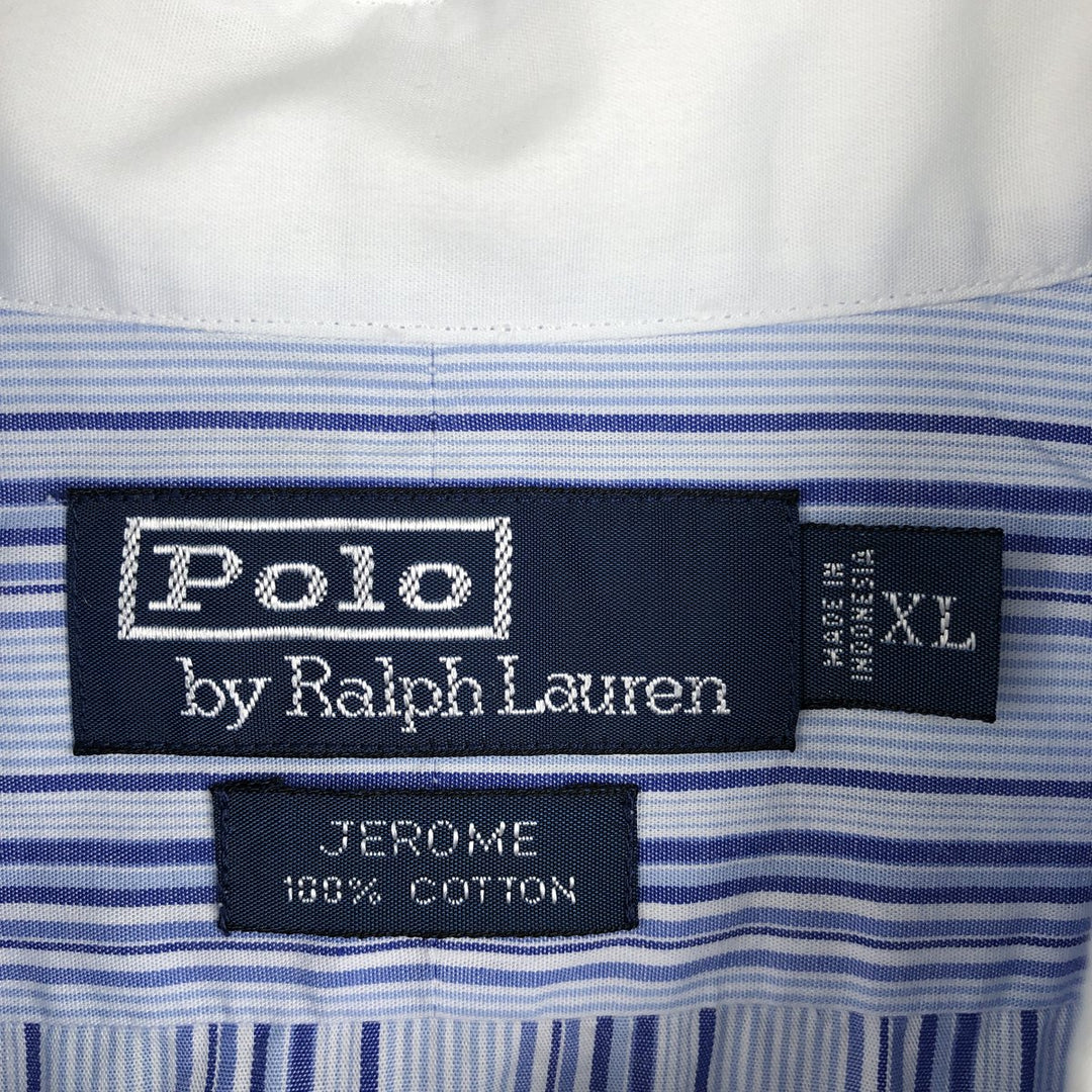 Ralph Lauren POLO by Ralph Lauren JEROME Multi-stripe Long-Sleeve Cotton Stripe Shirt, Men's Size XL (approx.) cotton blue type Vintage Second Hand