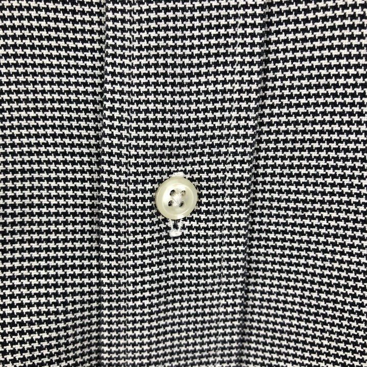 Ralph Lauren YARMOUTH Check Pattern Houndstooth Pattern Long-Sleeve Button-Down Check Shirt, Men's Size L (approx.) cotton black type Vintage Second Hand