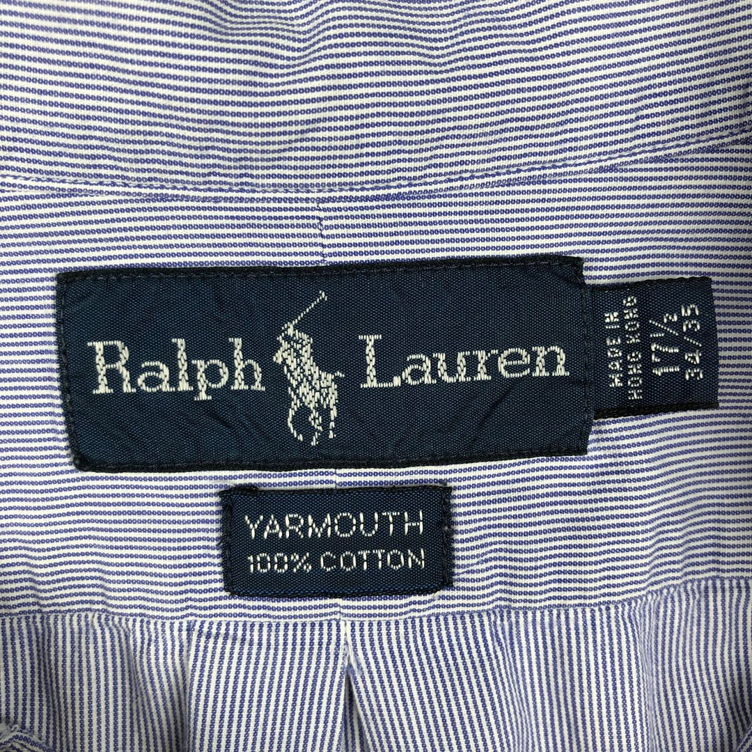 Ralph Lauren YAMOUTH Long-Sleeve Button-Down Striped Shirt, Men's Size XL (approx.) cotton blue type Vintage Second Hand