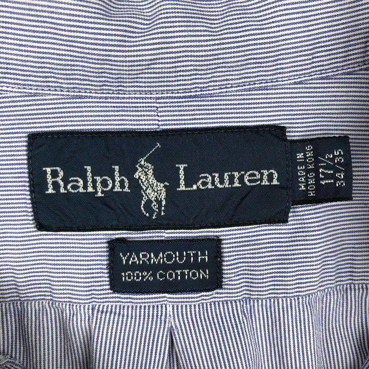 Ralph Lauren YAMOUTH Long-Sleeve Button-Down Striped Shirt, Men's Size XL (approx.) cotton blue type Vintage Second Hand