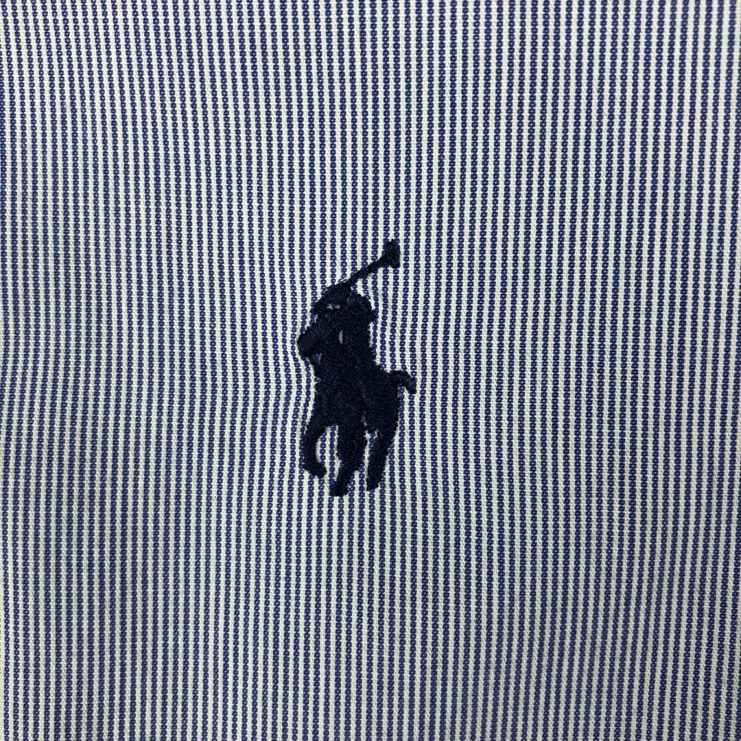 Ralph Lauren YAMOUTH Long-Sleeve Button-Down Striped Shirt, Men's Size XL (approx.) cotton blue type Vintage Second Hand