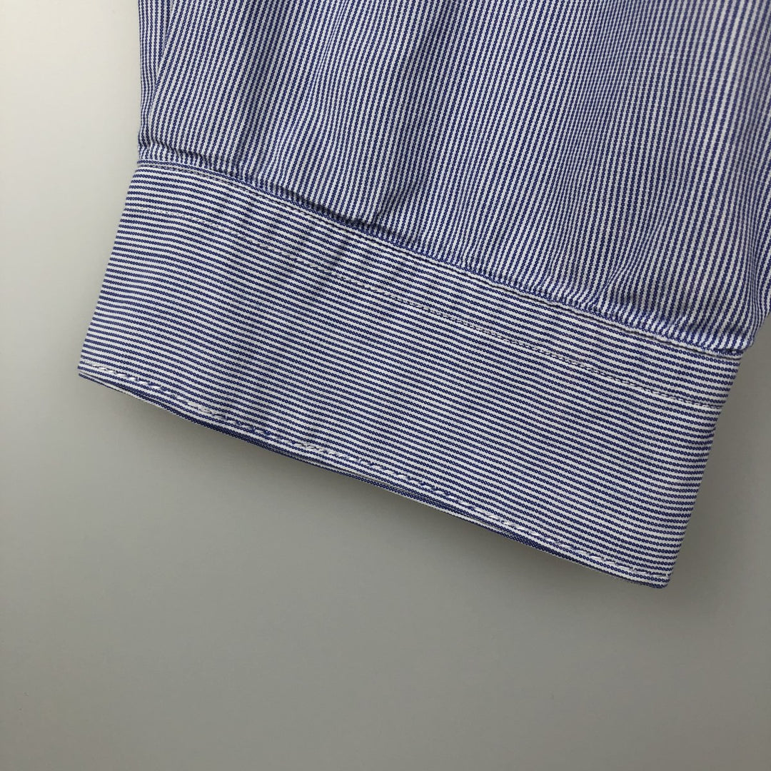 Ralph Lauren YAMOUTH Long-Sleeve Button-Down Striped Shirt, Men's Size XL (approx.) cotton blue type Vintage Second Hand