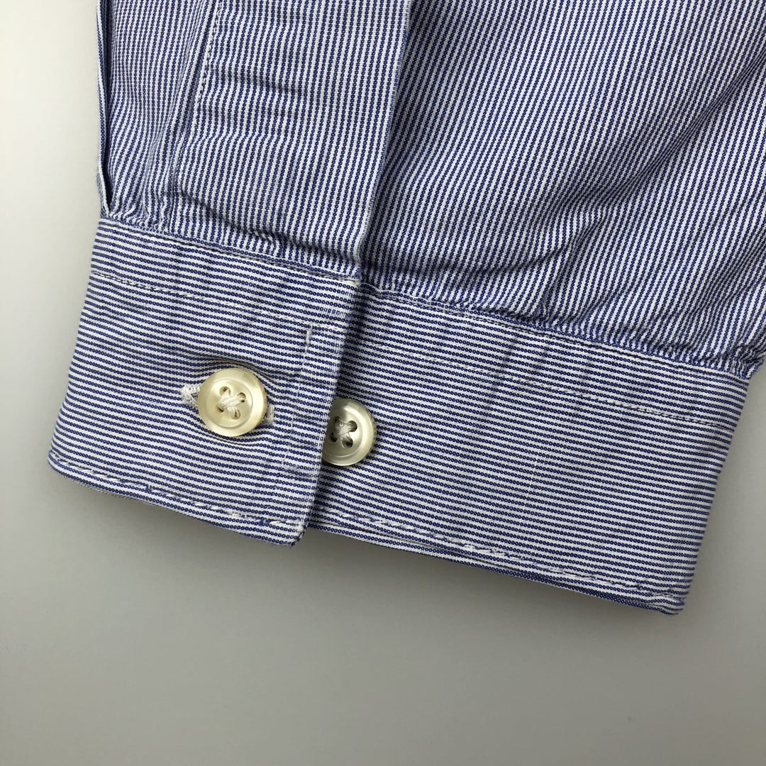 Ralph Lauren YAMOUTH Long-Sleeve Button-Down Striped Shirt, Men's Size XL (approx.) cotton blue type Vintage Second Hand