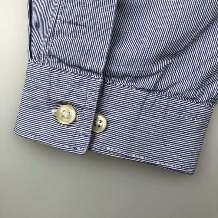 Ralph Lauren YAMOUTH Long-Sleeve Button-Down Striped Shirt, Men's Size XL (approx.) cotton blue type Vintage Second Hand