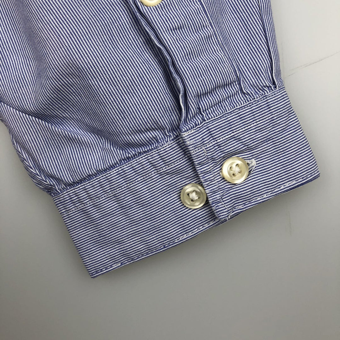 Ralph Lauren YAMOUTH Long-Sleeve Button-Down Striped Shirt, Men's Size XL (approx.) cotton blue type Vintage Second Hand