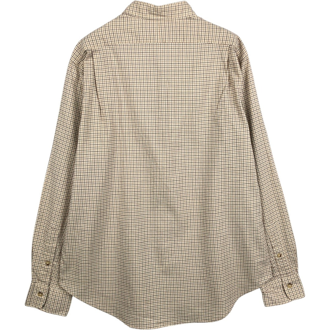 Ralph Lauren POLO by Ralph Lauren Long-Sleeve Check Shirt, Men's Size L (Equivalent), Regular Collar cotton beige type brown Vintage Second Hand