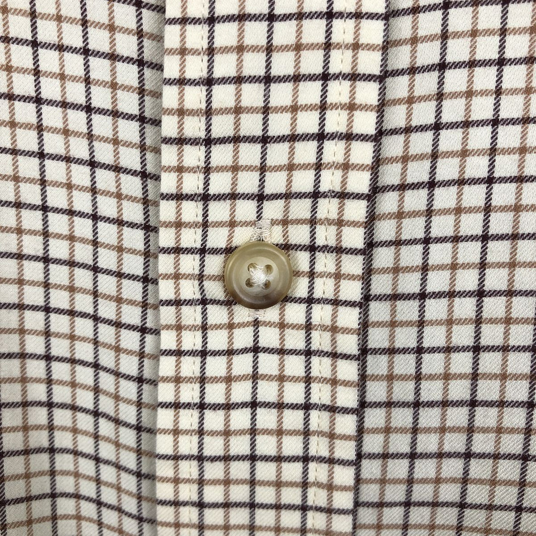 Ralph Lauren POLO by Ralph Lauren Long-Sleeve Check Shirt, Men's Size L (Equivalent), Regular Collar cotton beige type brown Vintage Second Hand