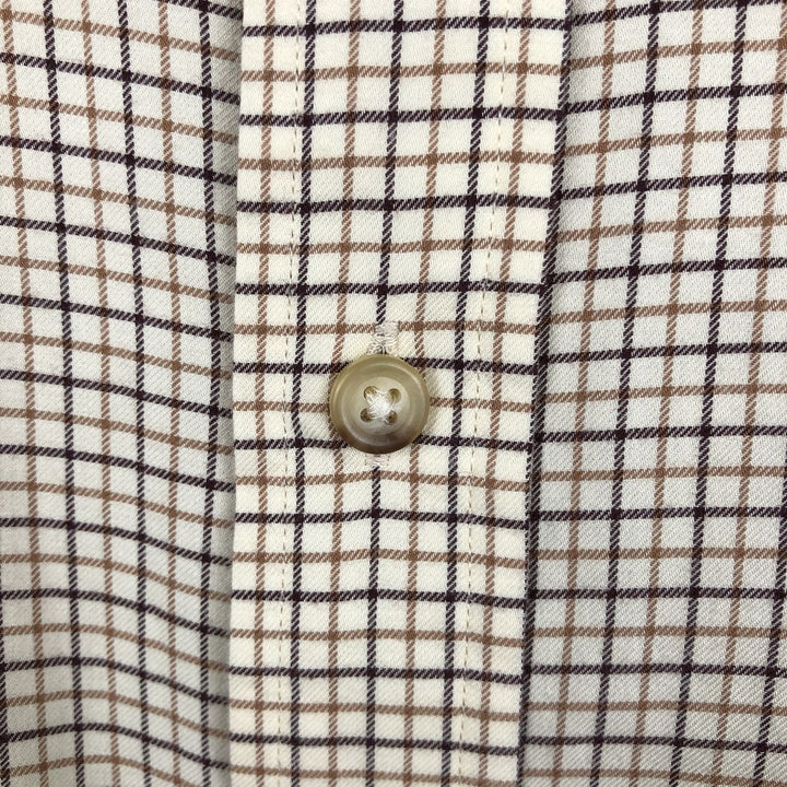 Ralph Lauren POLO by Ralph Lauren Long-Sleeve Check Shirt, Men's Size L (Equivalent), Regular Collar cotton beige type brown Vintage Second Hand