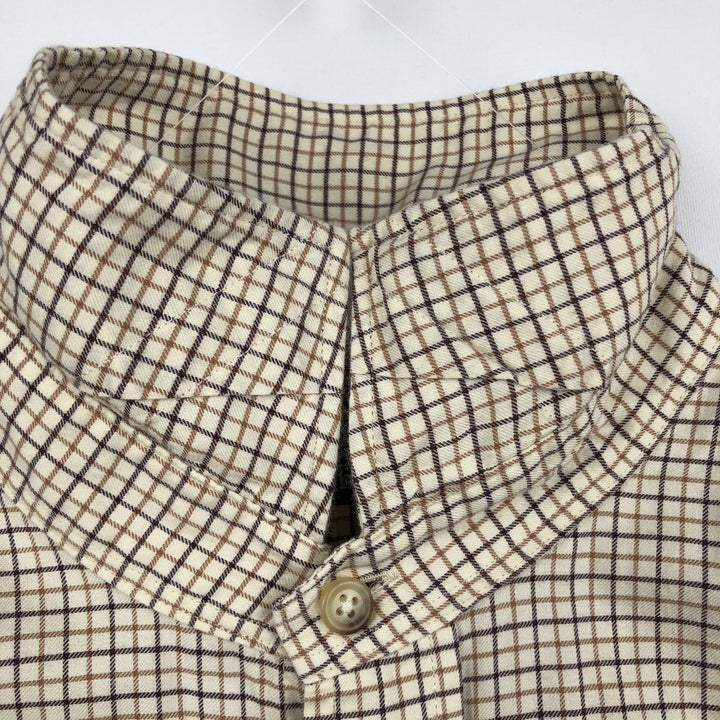 Ralph Lauren POLO by Ralph Lauren Long-Sleeve Check Shirt, Men's Size L (Equivalent), Regular Collar cotton beige type brown Vintage Second Hand