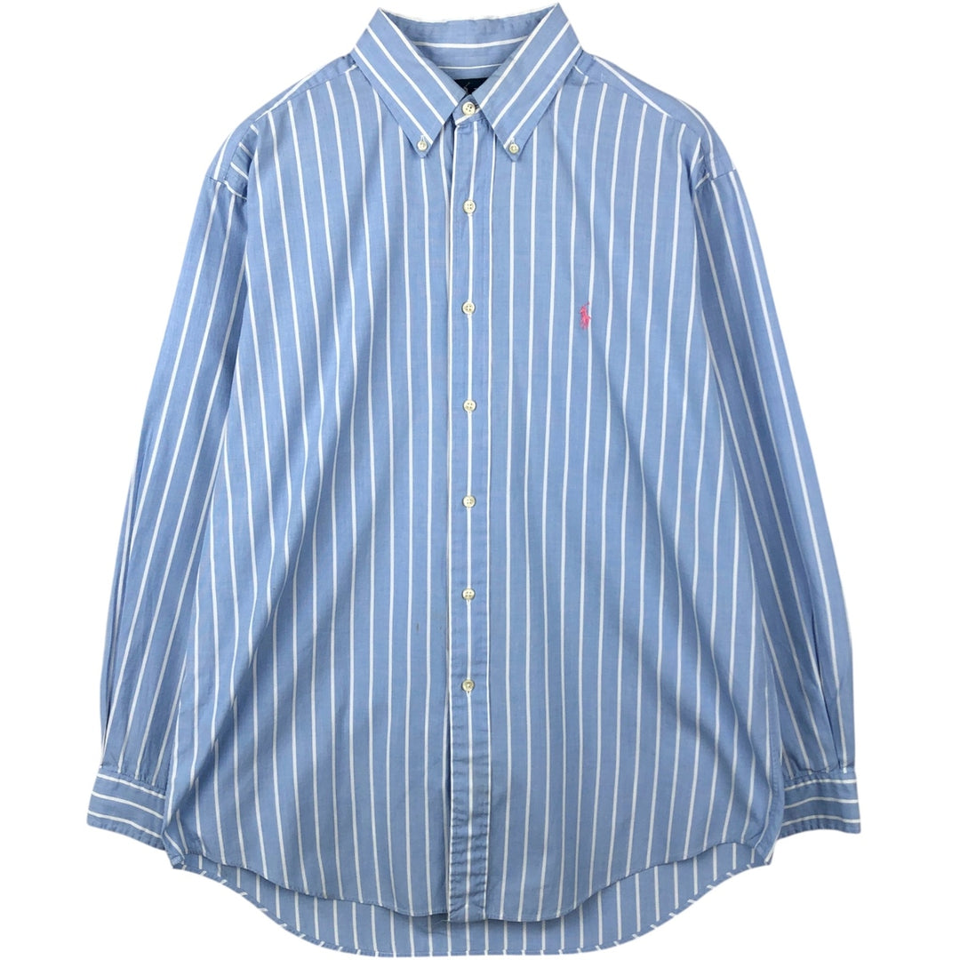Ralph Lauren Classic Fit Long Sleeve Button Down Striped Shirt Men's Size L cotton Blue type light blue Vintage Second Hand