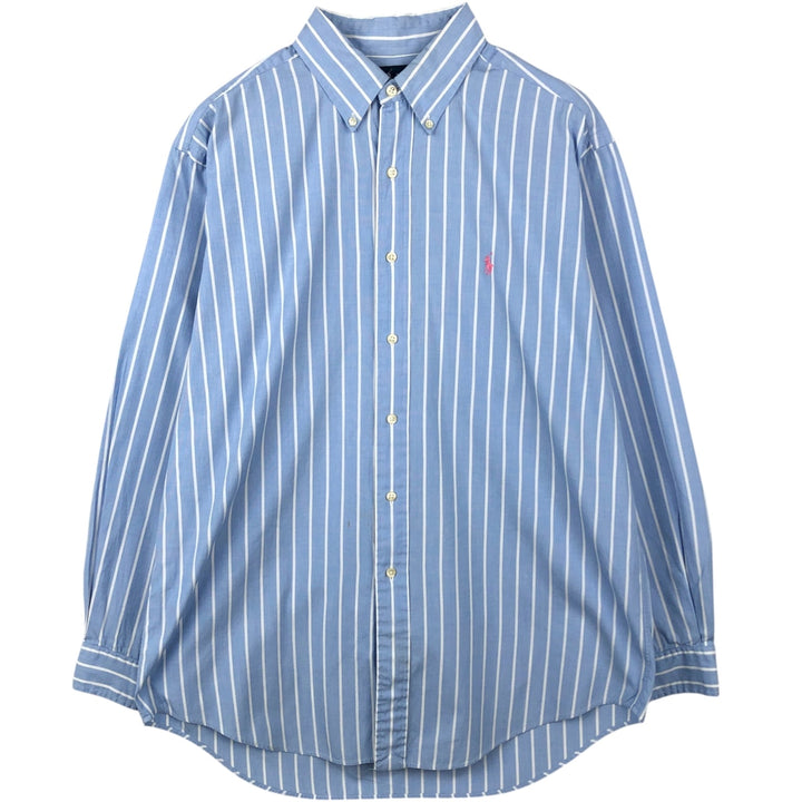 Ralph Lauren Classic Fit Long Sleeve Button Down Striped Shirt Men's Size L cotton Blue type light blue Vintage Second Hand