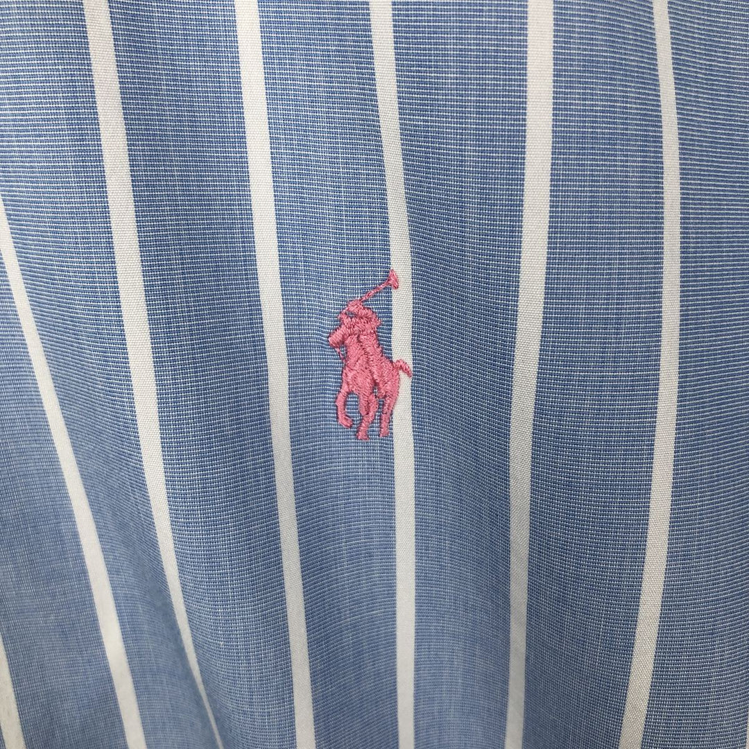Ralph Lauren Classic Fit Long Sleeve Button Down Striped Shirt Men's Size L cotton Blue type light blue Vintage Second Hand