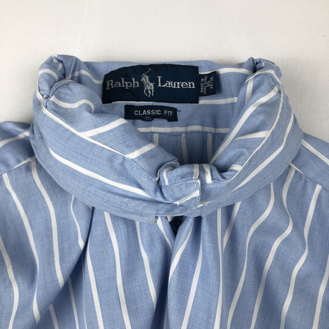 Ralph Lauren Classic Fit Long Sleeve Button Down Striped Shirt Men's Size L cotton Blue type light blue Vintage Second Hand
