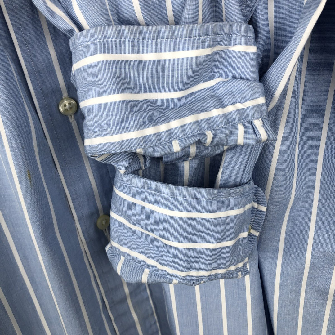 Ralph Lauren Classic Fit Long Sleeve Button Down Striped Shirt Men's Size L cotton Blue type light blue Vintage Second Hand
