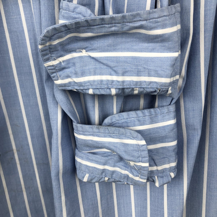 Ralph Lauren Classic Fit Long Sleeve Button Down Striped Shirt Men's Size L cotton Blue type light blue Vintage Second Hand