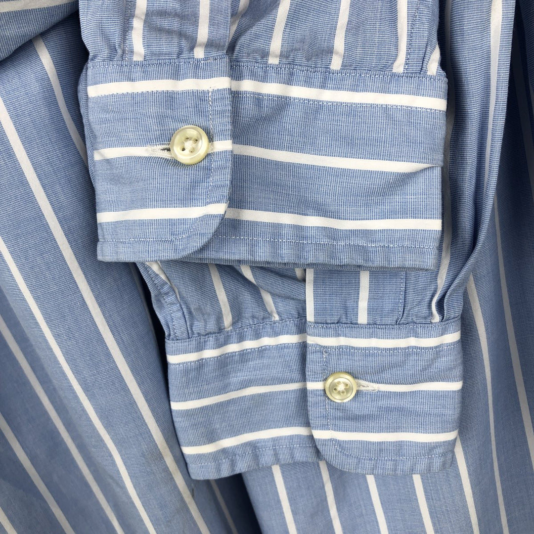 Ralph Lauren Classic Fit Long Sleeve Button Down Striped Shirt Men's Size L cotton Blue type light blue Vintage Second Hand