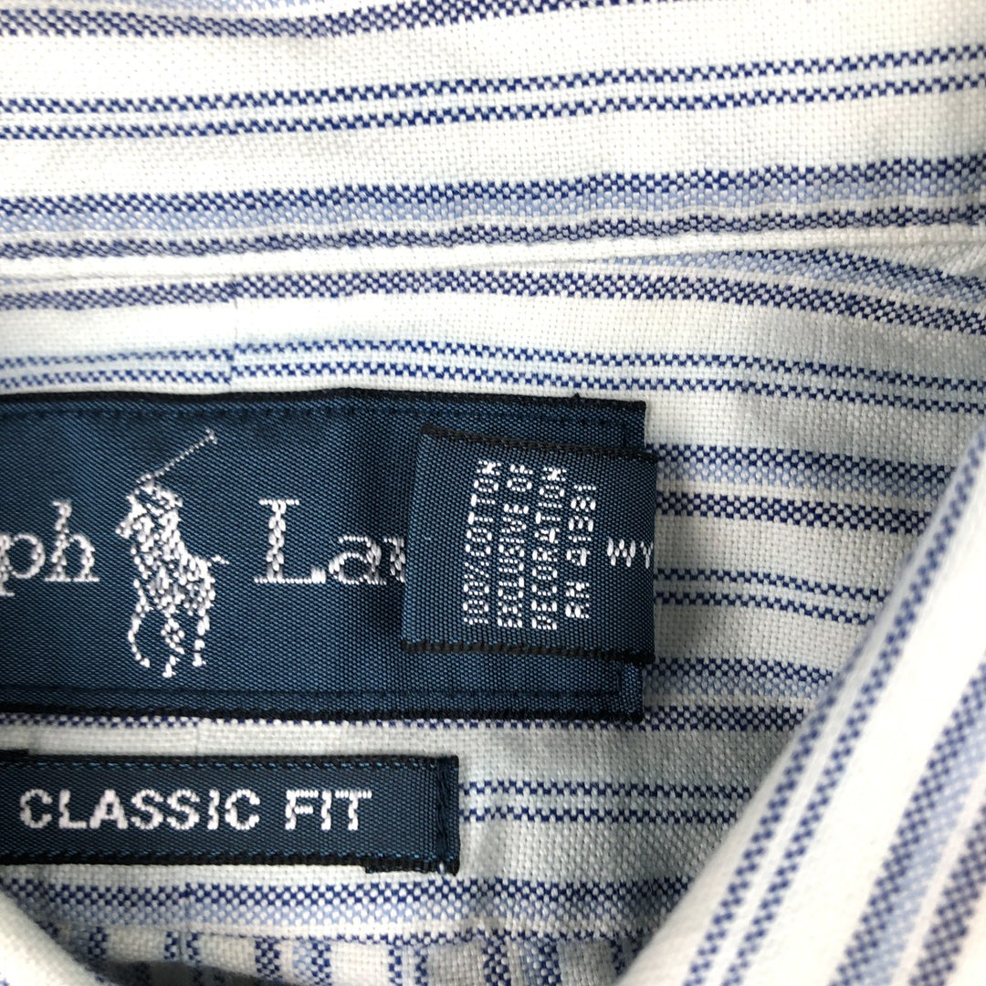 Ralph Lauren Classic Fit Multi-Stripe Long Sleeve Button-Down Striped Shirt, Men's XL cotton white type Vintage Second Hand