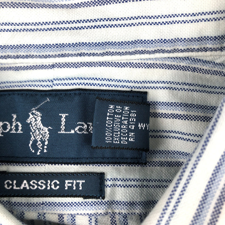 Ralph Lauren Classic Fit Multi-Stripe Long Sleeve Button-Down Striped Shirt, Men's XL cotton white type Vintage Second Hand