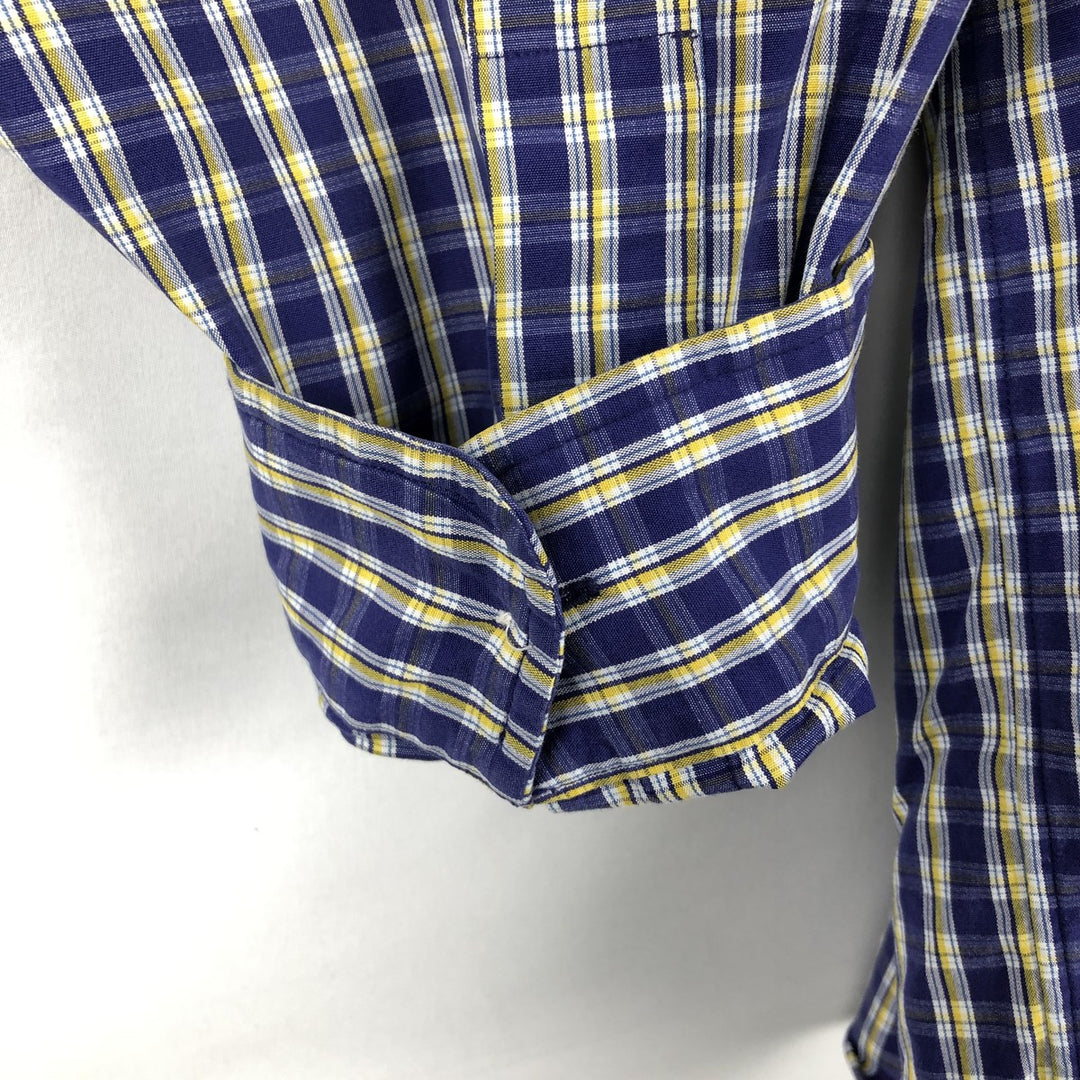 Ralph Lauren BLAKE long sleeve button down check shirt, men's XL size cotton blue type Vintage Second Hand