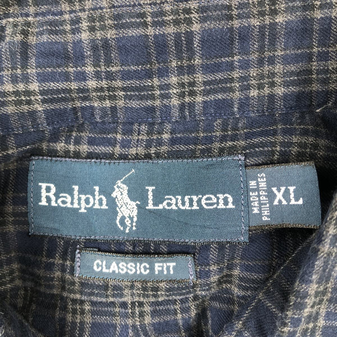 Ralph Lauren Classic Fit Long Sleeve Button Down Check Shirt Men's XL cotton black type Vintage Second Hand