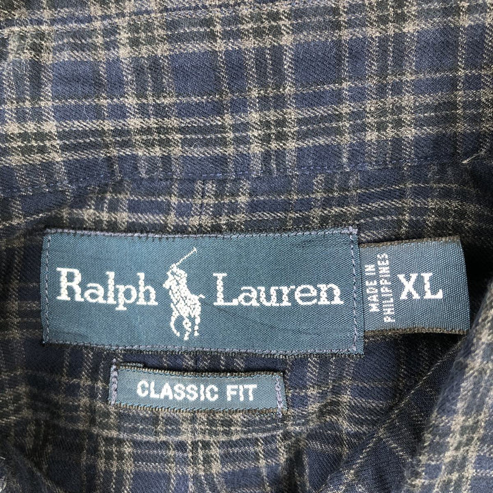 Ralph Lauren Classic Fit Long Sleeve Button Down Check Shirt Men's XL cotton black type Vintage Second Hand