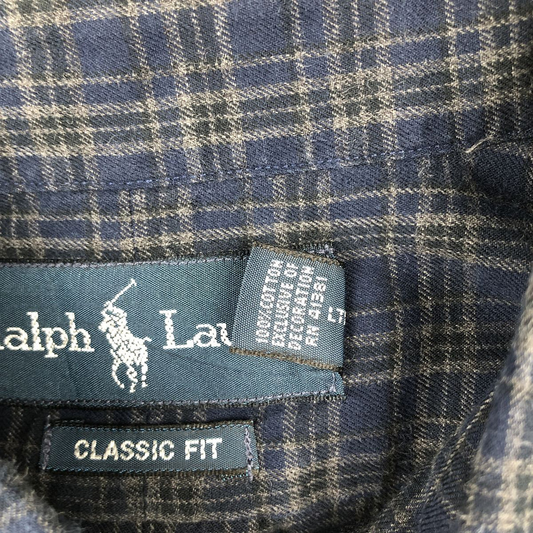 Ralph Lauren Classic Fit Long Sleeve Button Down Check Shirt Men's XL cotton black type Vintage Second Hand