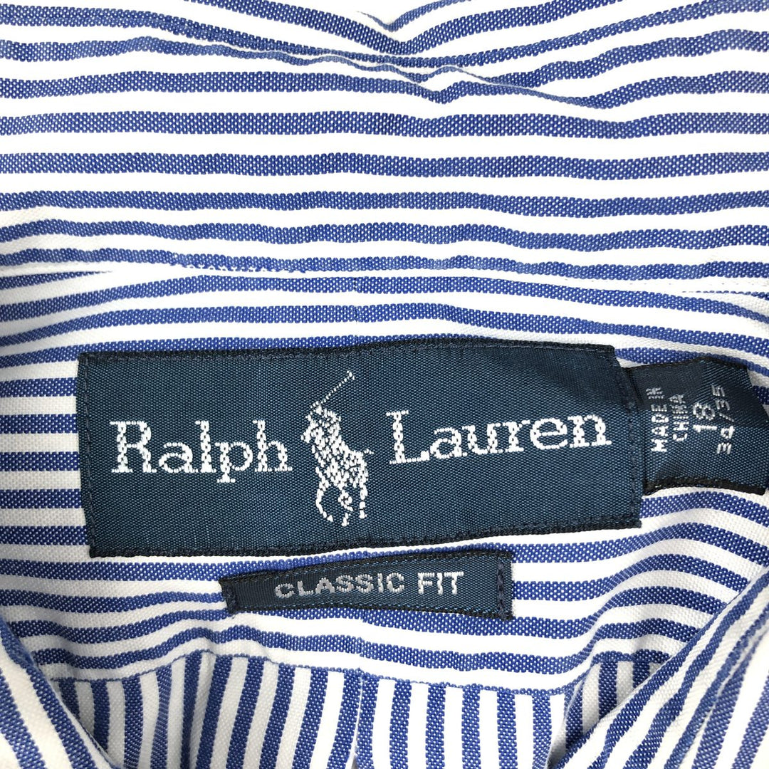 Ralph Lauren Classic Fit Long Sleeve Button Down Striped Shirt Men's XXL cotton blue type Vintage Second Hand