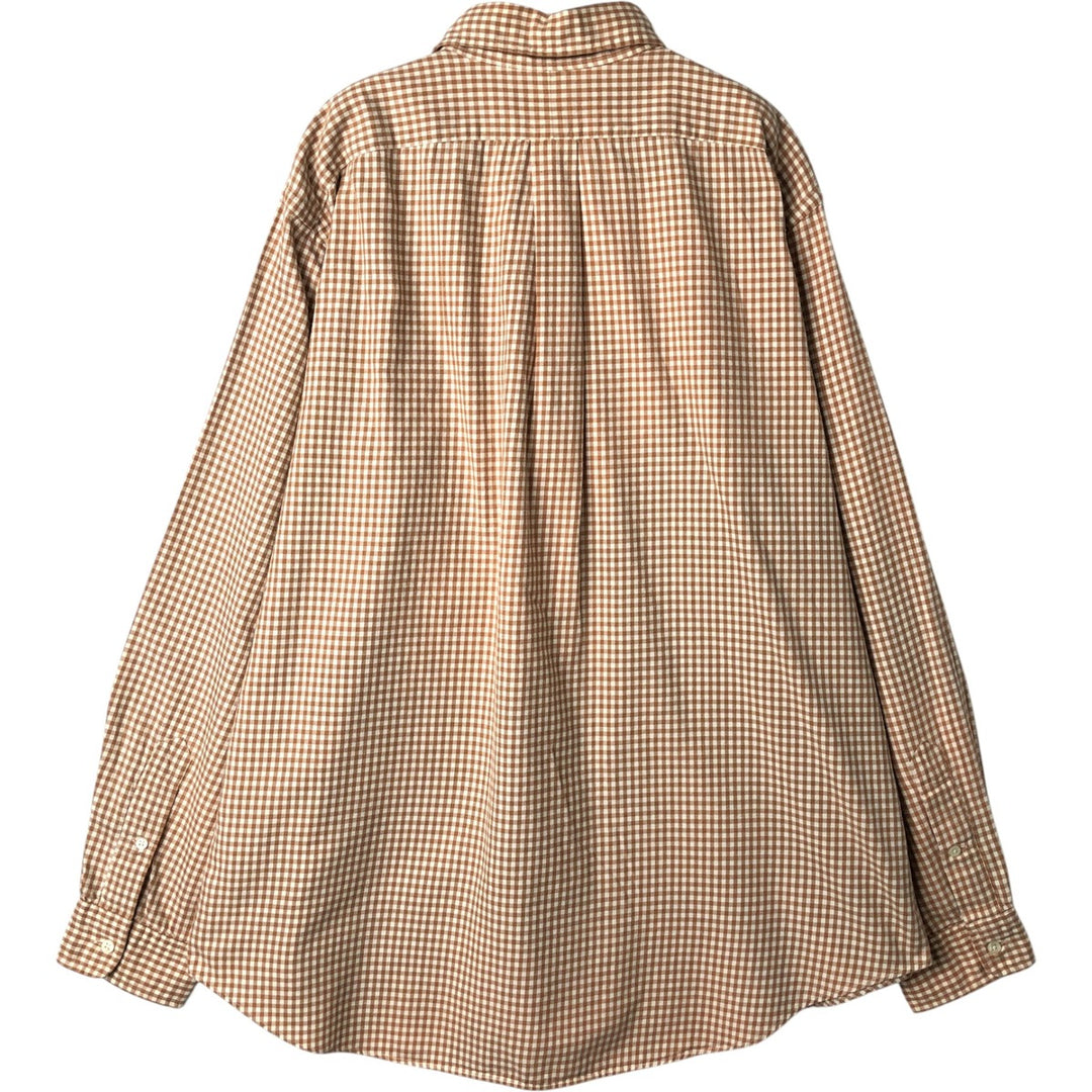 Ralph Lauren Classic Fit Gingham Check Long Sleeve Button-Down Check Shirt, Men's Size XL cotton beige type brown Vintage Second Hand