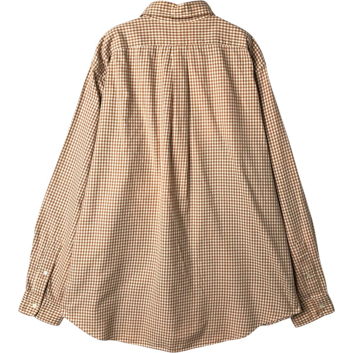 Ralph Lauren Classic Fit Gingham Check Long Sleeve Button-Down Check Shirt, Men's Size XL cotton beige type brown Vintage Second Hand