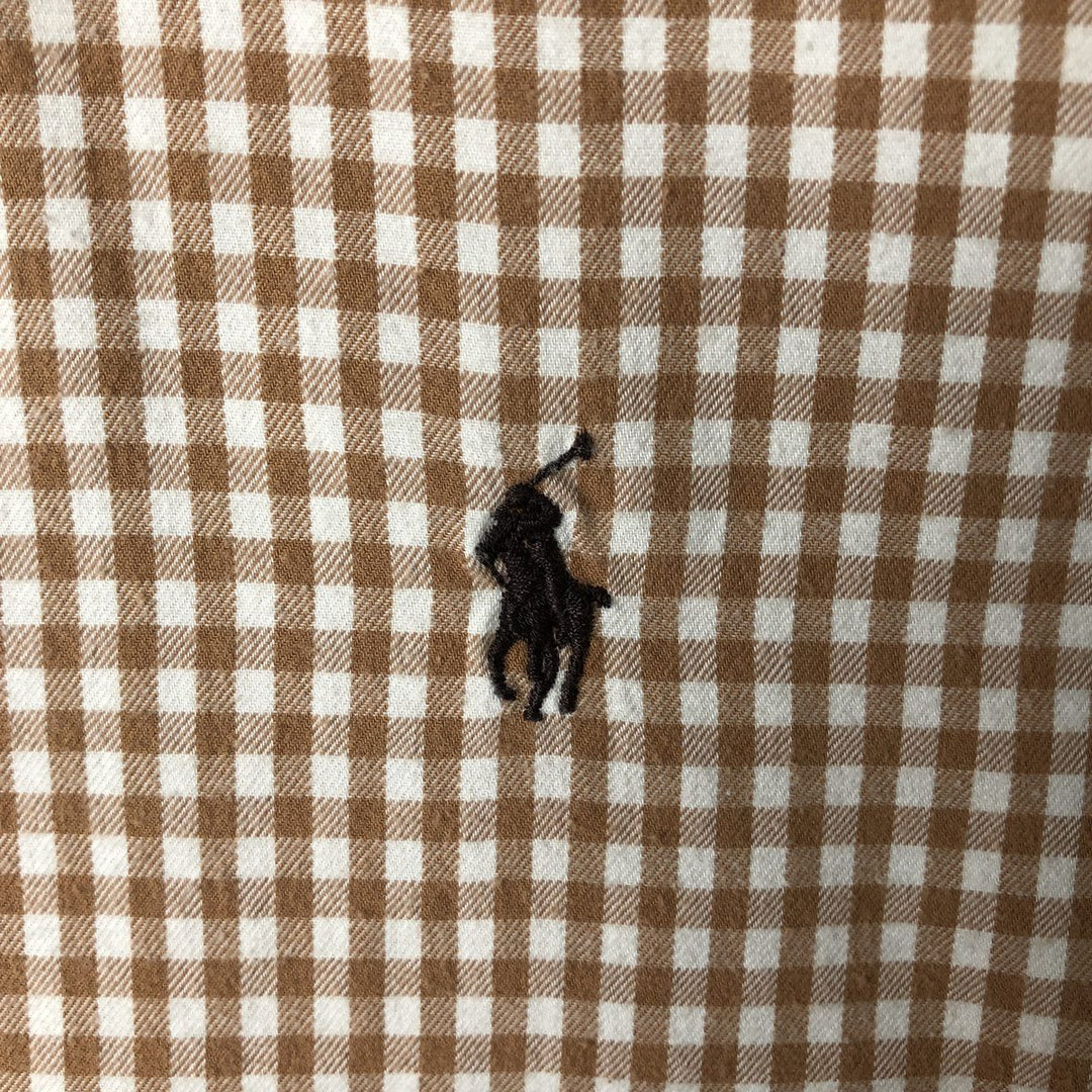 Ralph Lauren Classic Fit Gingham Check Long Sleeve Button-Down Check Shirt, Men's Size XL cotton beige type brown Vintage Second Hand