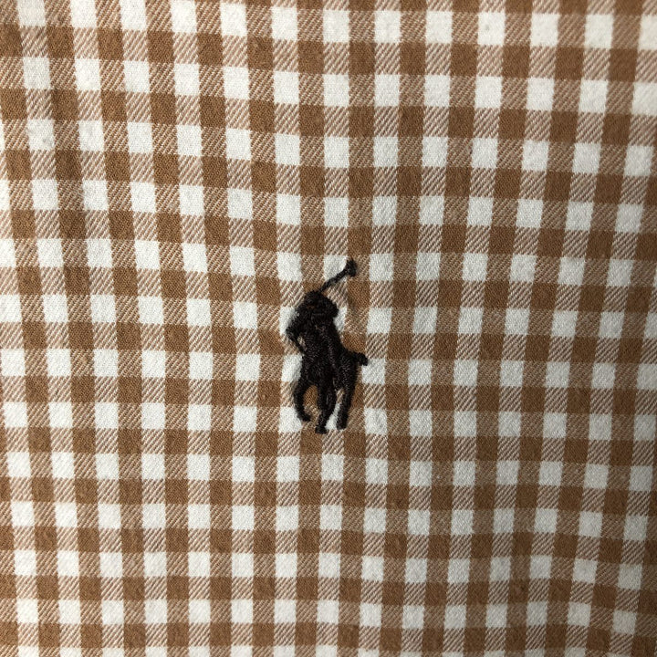 Ralph Lauren Classic Fit Gingham Check Long Sleeve Button-Down Check Shirt, Men's Size XL cotton beige type brown Vintage Second Hand
