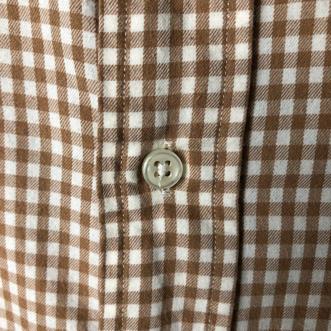 Ralph Lauren Classic Fit Gingham Check Long Sleeve Button-Down Check Shirt, Men's Size XL cotton beige type brown Vintage Second Hand