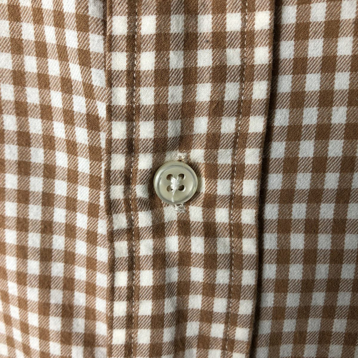 Ralph Lauren Classic Fit Gingham Check Long Sleeve Button-Down Check Shirt, Men's Size XL cotton beige type brown Vintage Second Hand